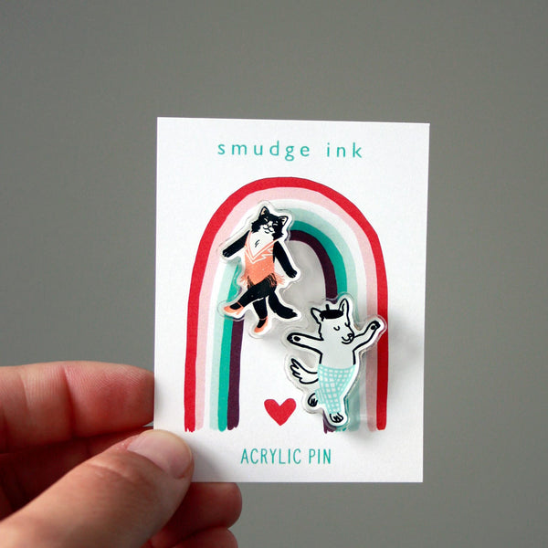 Cat & Dog Acrylic Pin Duo